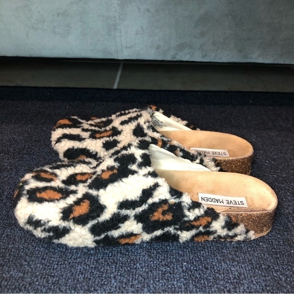 Steve Madden VESA Brown Cheetah Print Faux Upper Fur Slides Size 9 - Picture 4 of 8